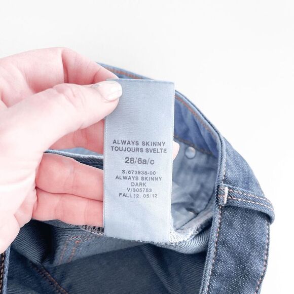 Gap 1969 Womens Low Rise Always Skinny Dark Wash Blue Denim Jeans Size 28 - Picture 8 of 11